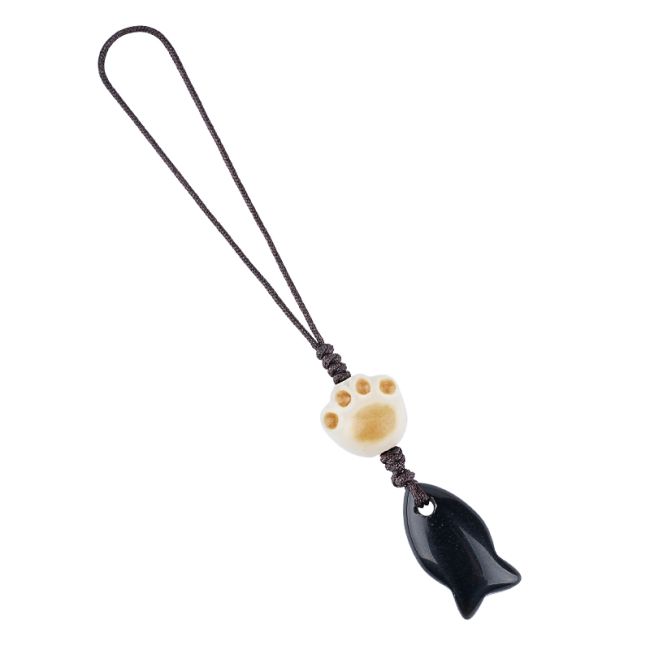 Black Obsidian Fish Bag Charms x3