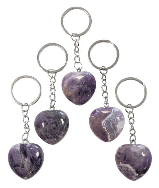 Amethyst A Heart Keyring 30mm x 5