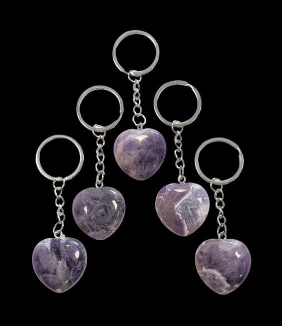 Amethyst A Heart Keyring 30mm x 5