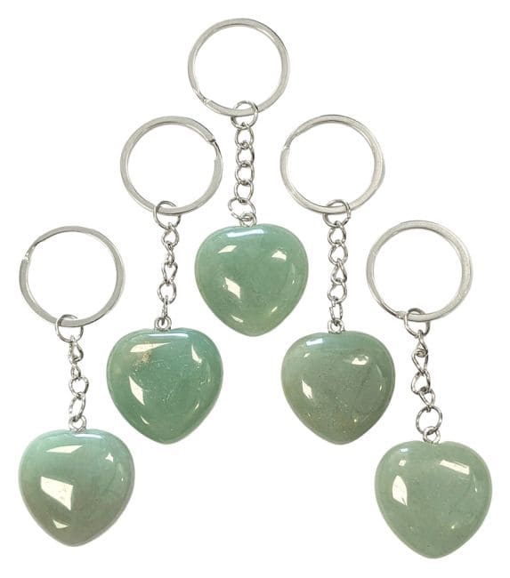 Green Aventurine A Heart Key Ring 30mm x 5