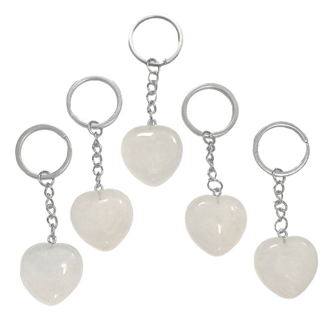 Rock Crystal A Heart Keyring 30mm x 5