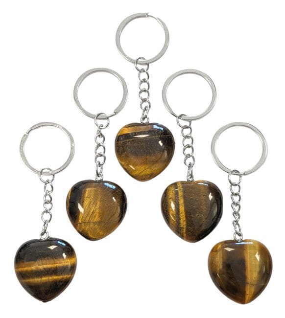 Tiger Eye A Heart Keyring 30mm x 5