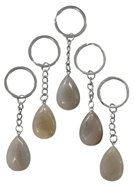 Gray Agate A Drop Keyring 30mm x 5