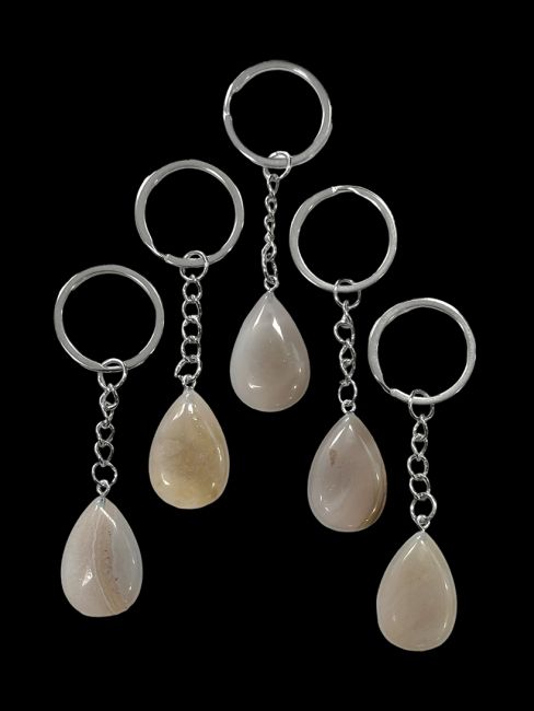 Gray Agate A Drop Keyring 30mm x 5