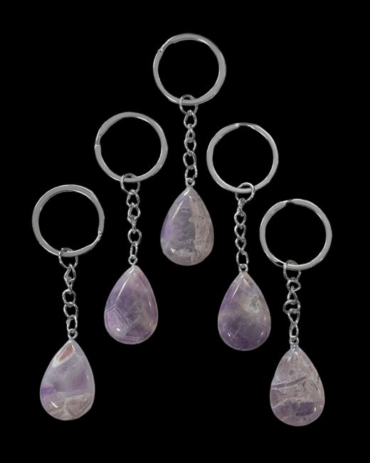 Amethyst Drop Key Ring 30mm x 5