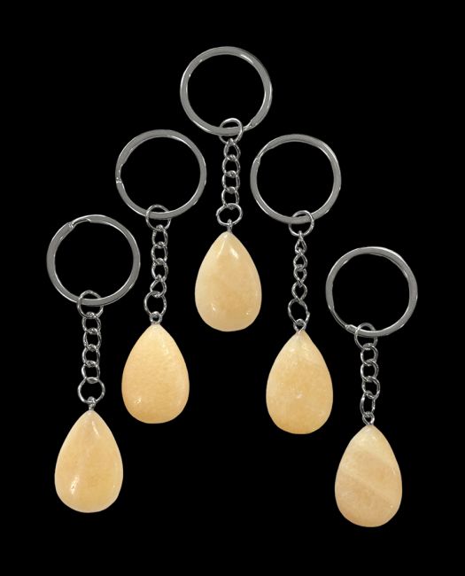 Orange Calcite Drop Key Ring 30mm x 5