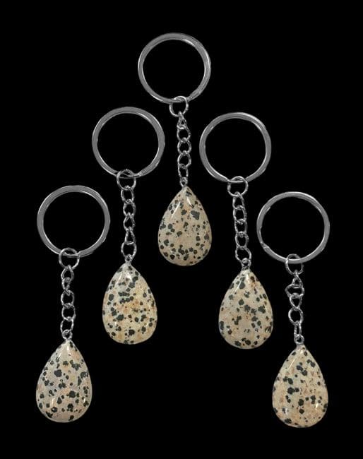 Dalmatian Jasper A Teardrop Key Ring 30mm x 5