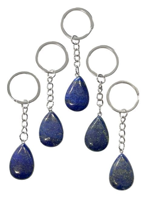 30mm Lapis Lazuli A Drop Key Ring x 5