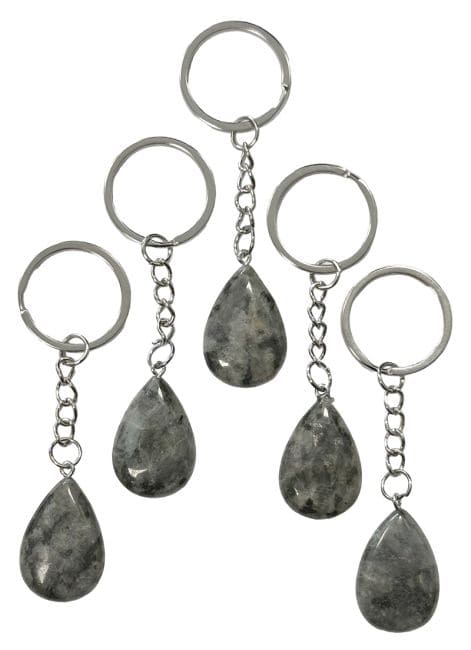 30mm Larvikite Drop Key Ring x 5