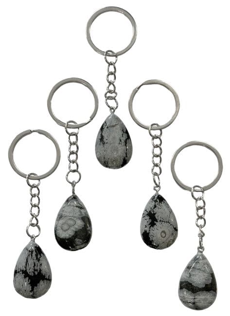 Snowflake Obsidian Drop Keyring 30mm x 5