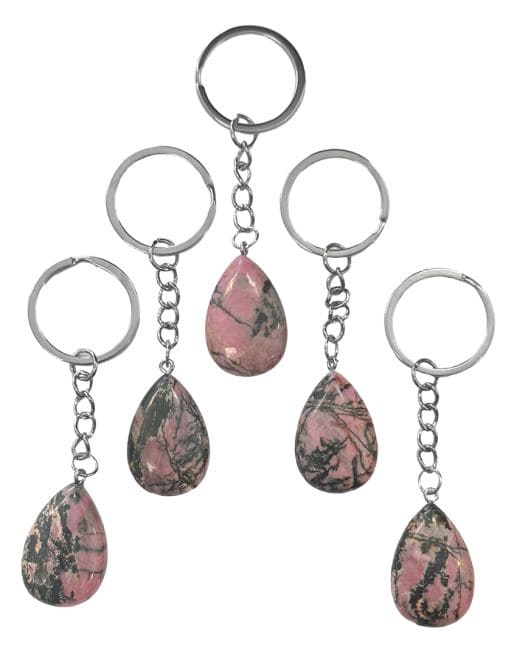 Rhodonite A Drop Key Ring 30mm x 5