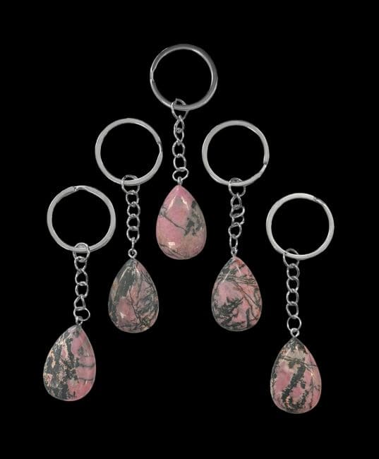 Rhodonite A Drop Key Ring 30mm x 5