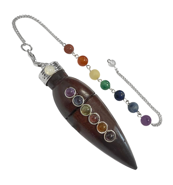 7 Chakra Rosewood Drop Pendulum 6.5cm