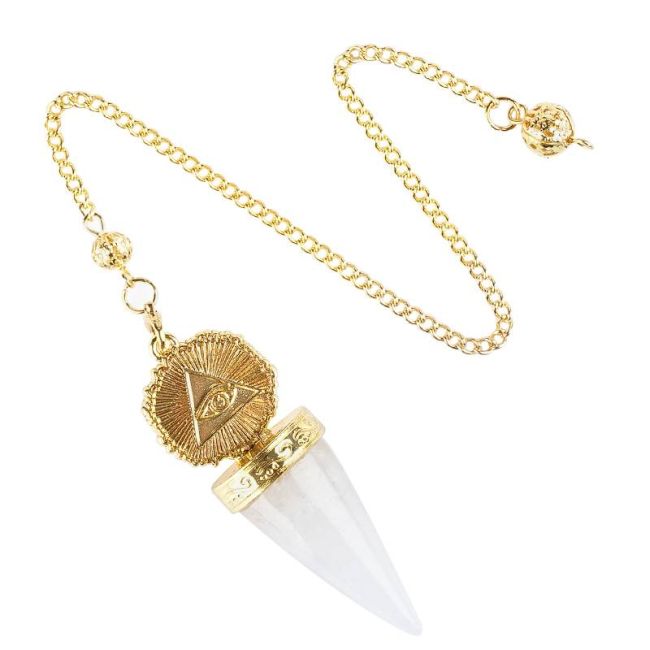 Rock Crystal Divination Pendulum – Golden Eye of Providence