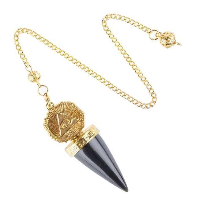 Black Obsidian Divination Pendulum – Golden Eye of Providence