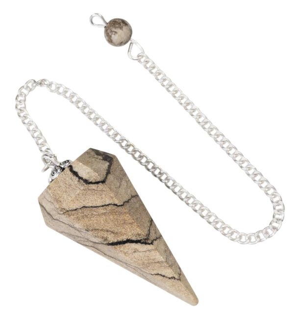 Conical Landscape Jasper Pendulum 6 Sides