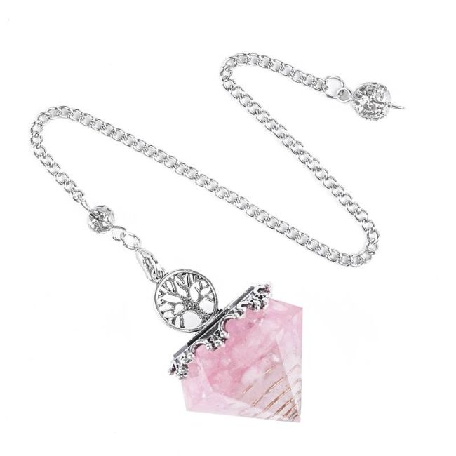 Orgonite Pendulum Tree of Life Rose Quartz 6 faces