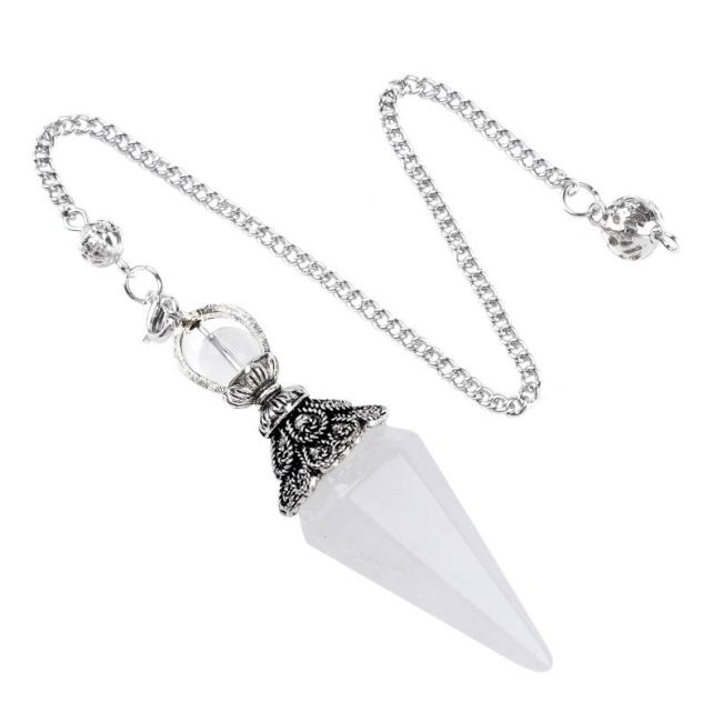Rock Crystal Pendulum 6 faces & Metal