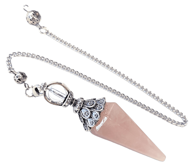 Rose Quartz Pendulum 6 faces & Metal