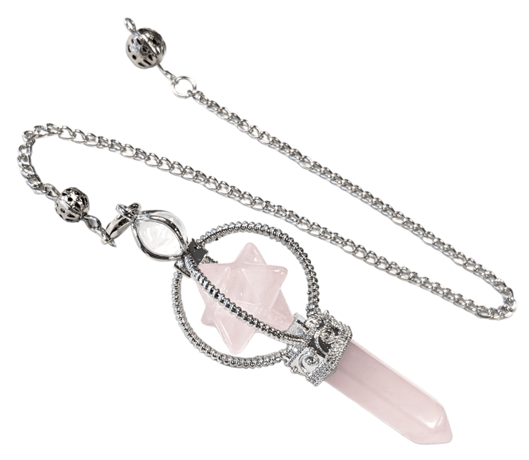 Merkaba Rose Quartz Pendulum 6 faces