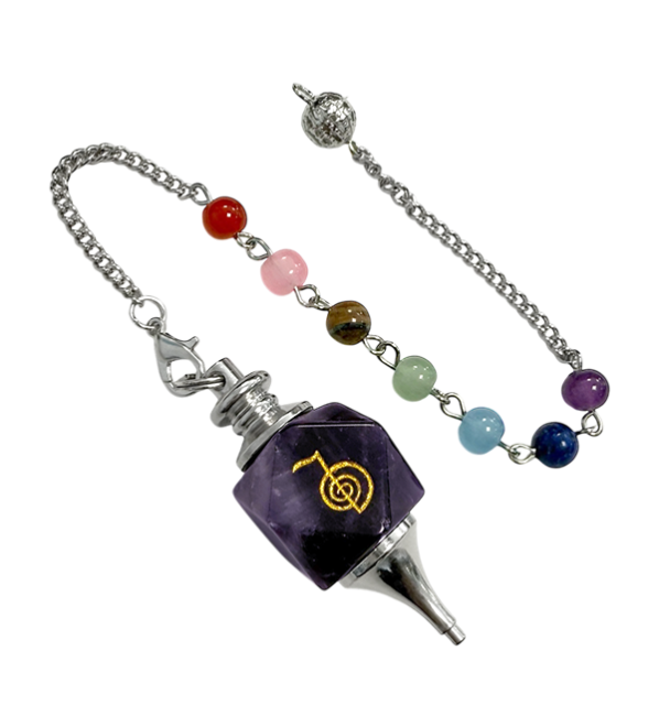 Amethyst Hexagonal Pendulum Reiki ChoKu Rei 7 Chakras