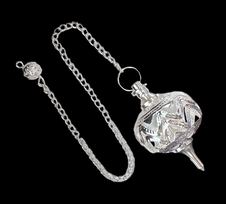 Silver brass openwork metal sphere pendulum