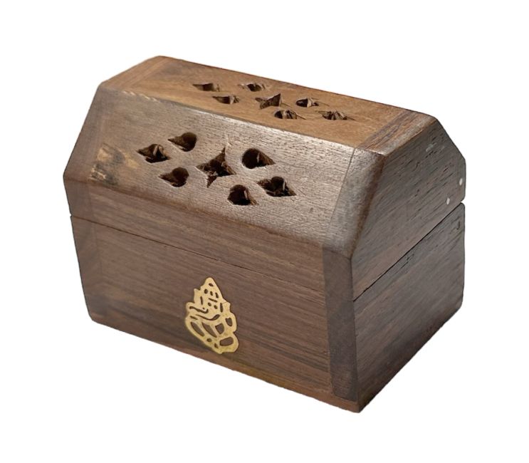 Incense Holder Sheesham Ganesh Wooden Box 8cm x4