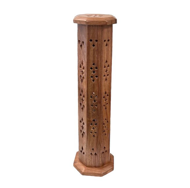 Octagonal Tower Incense Holder in Sheesham Wood 30cm x2