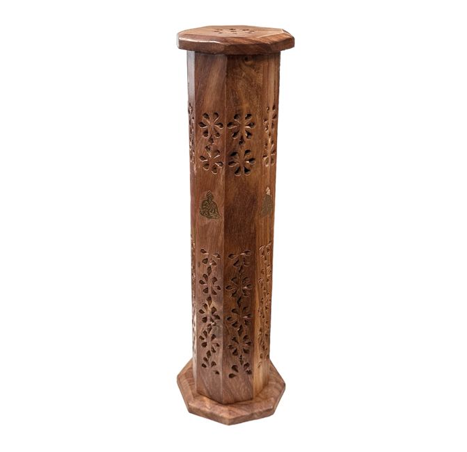 Incense Holder Octagonal Buddha Tower in Sheesham Wood 30cm x2