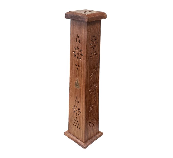 Buddha Rectangle Tower Incense Holder in Sheesham Wood 30cm x2