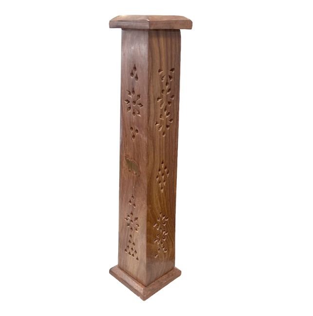 Elephant Rectangle Tower Incense Holder in Sheesham Wood 30cm x2