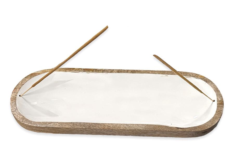 Mango Meena Work Incense Holder White 28cm