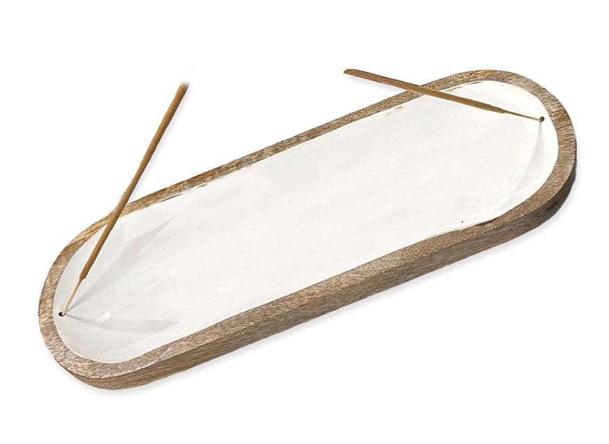 Mango Meena Work Incense Holder White 28cm