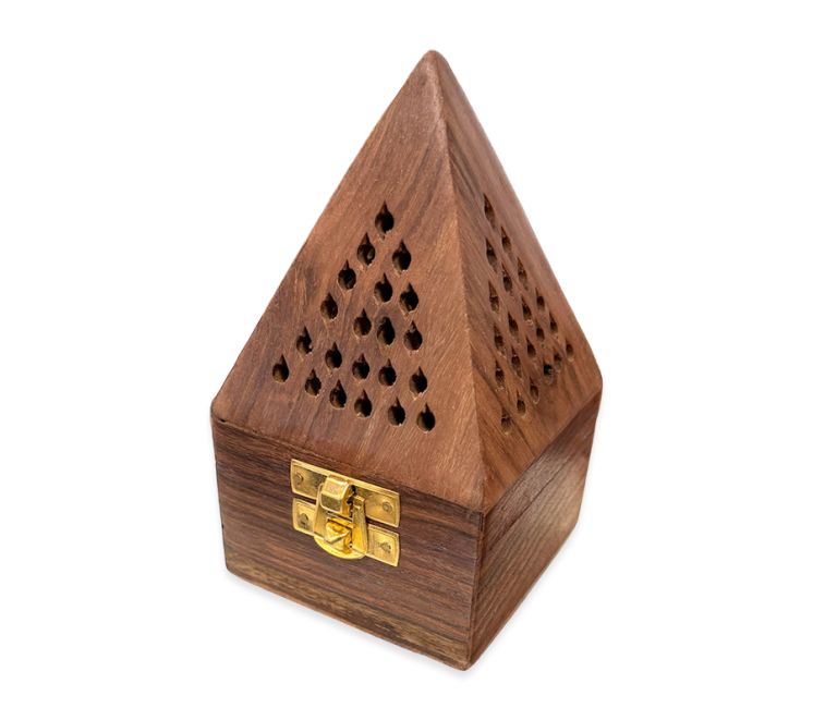 Pyramid Incense Holder Sheesham Wood Box 13cm