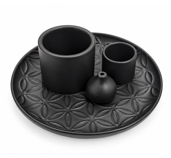 incense at Black Matte Flower of Life Multifunctional Incense Holder 13 cm