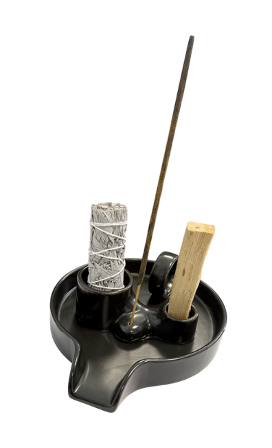 incense at Black Ceramic Incense Holder for Palo Santo and White Sage 18.50cm|gb