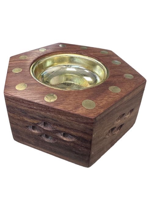 Sheesham wood charcoal holder 11cm