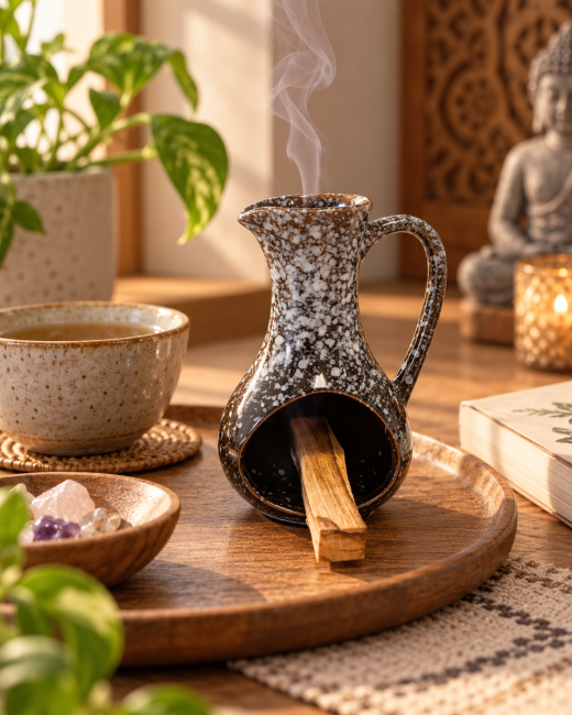 incense at Speckled black ceramic incense burner 12 cm|gb