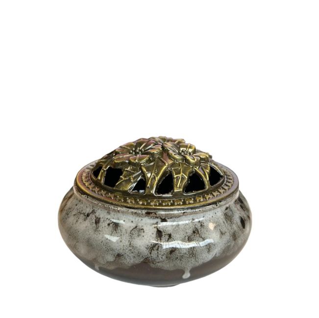 Brown and Gray Ceramic Incense Holder 10cm