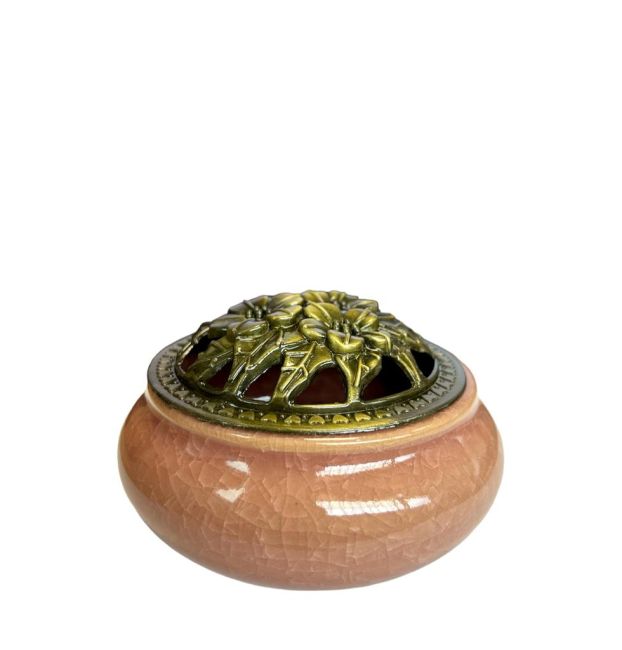 Peach Ceramic Incense Holder 10cm