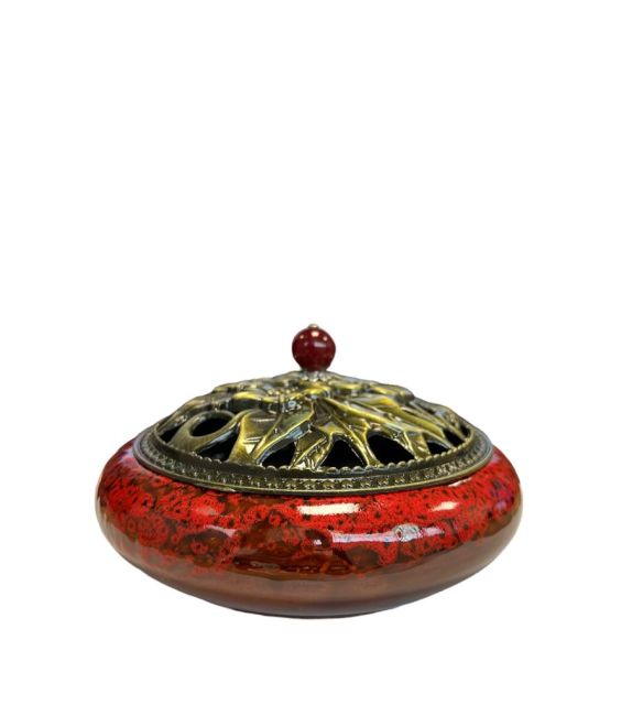 Red Ceramic Incense Holder 14cm