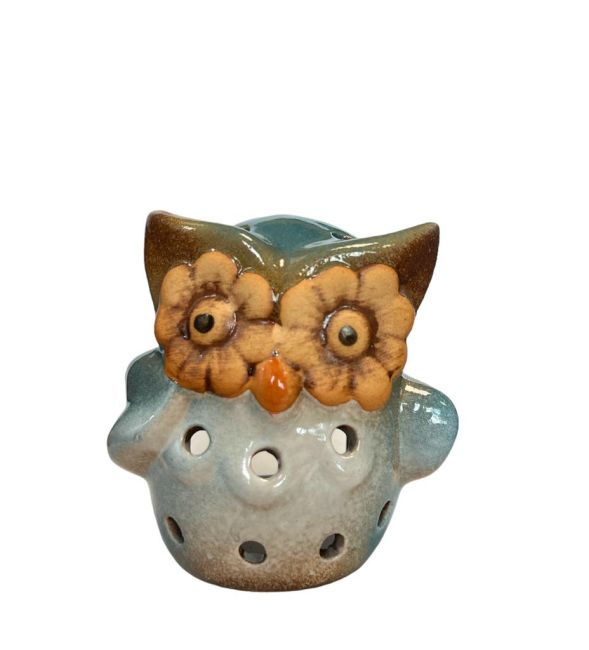 Blue Owl Candle Holder 10cm