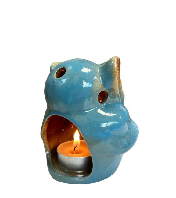 Blue Owl Candle Holder 10cm