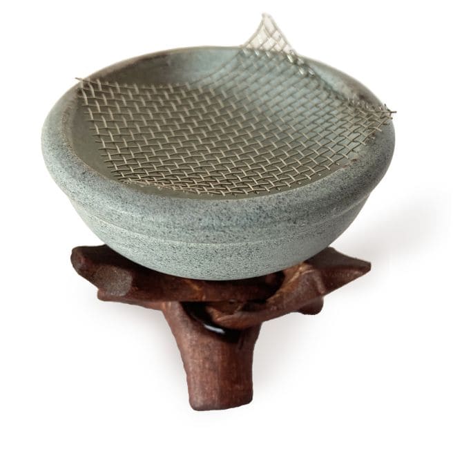 Stone Incense Holder on Wooden Base