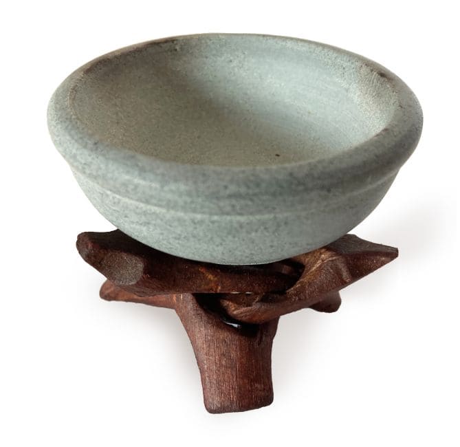 Stone Incense Holder on Wooden Base