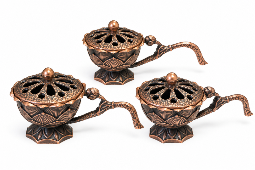 incense at Copper lotus-handle incense burner 4.7 cm – Pack of 3