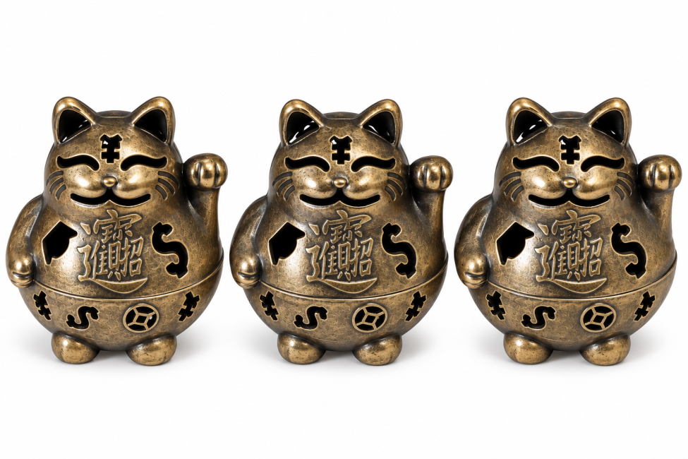 incense at Bronze Maneki-neko incense burner 4.9 cm – Pack of 3