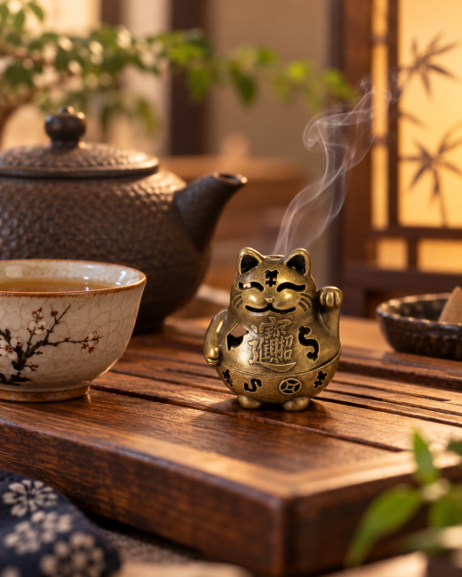 incense at Bronze Maneki-neko incense burner 4.9 cm – Pack of 3|gb