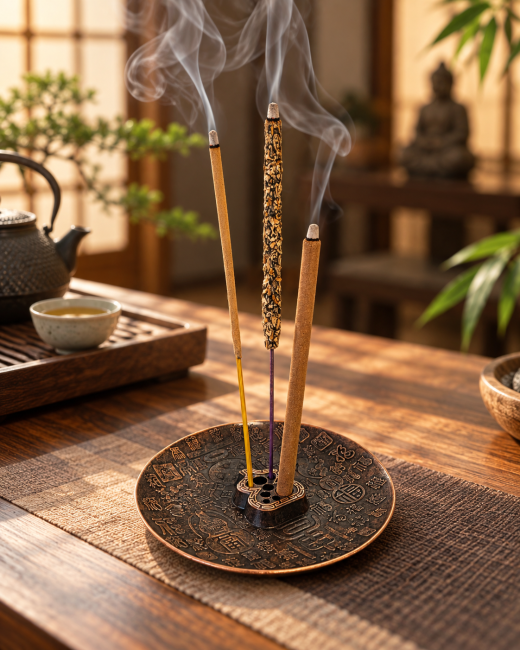 incense at 9-hole Chinese-design incense holder, 9 cm|gb