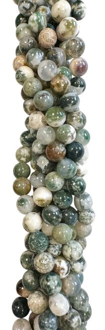 Tree Agate A 10mm pearls on string